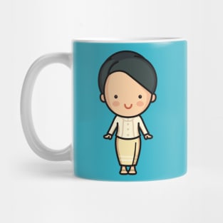 Cute Thai Woman in Traditional Clothing Cartoon Mug